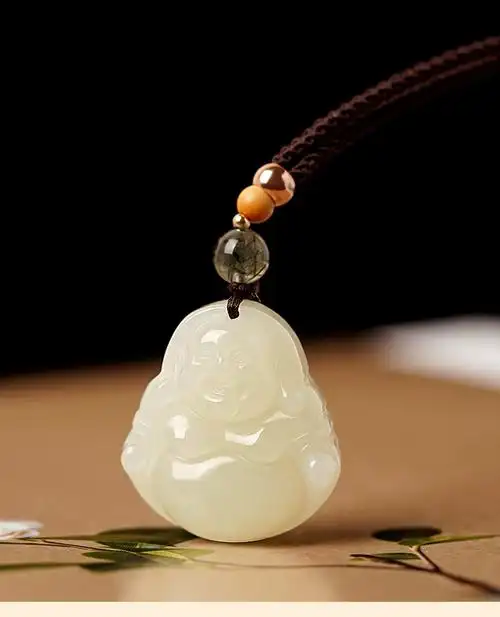 俏芙蒂 和田玉佛吊坠女玉石小弥勒佛像佛公佛头观音