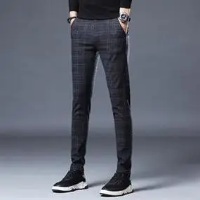 格子直筒裤子配什么上衣好看图片