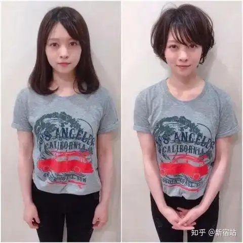 日本姐姐分享自己短发剪发前后对比照