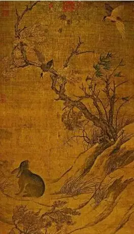 名画双喜图树干上暗藏玄机