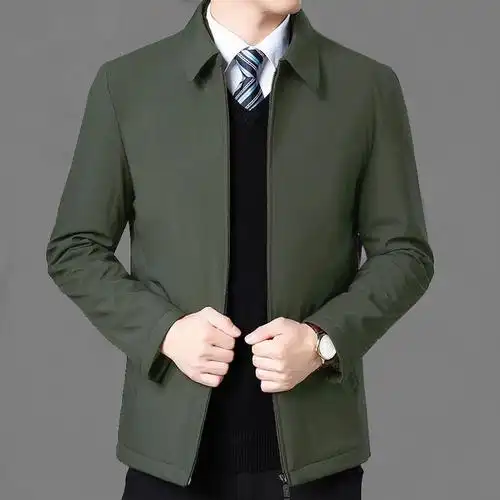 中年男士夹克春秋薄款爸爸装休闲外套男秋季中老年男装翻领上衣男雅