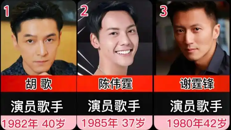 80后十大最帅男明星排行,胡歌位居榜首,彭于晏上榜.