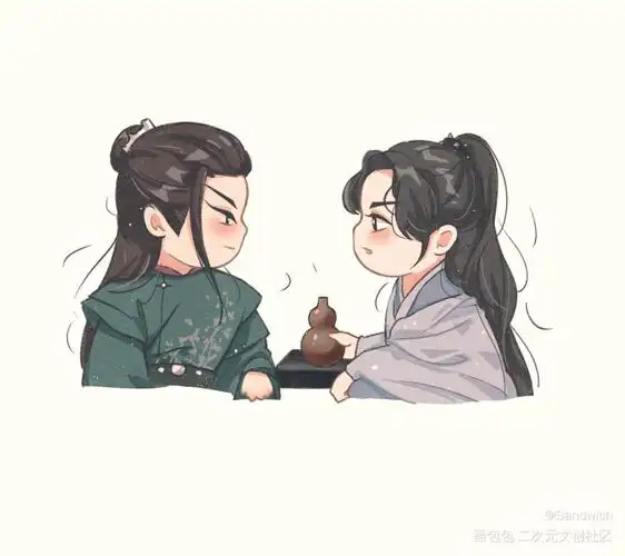 钓系美人～_山河令古风平涂q版头像绘画作品