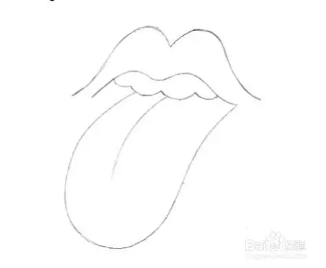 用一条又长又光滑的线条画舌头.在舌头中间画一条长长的流动线.