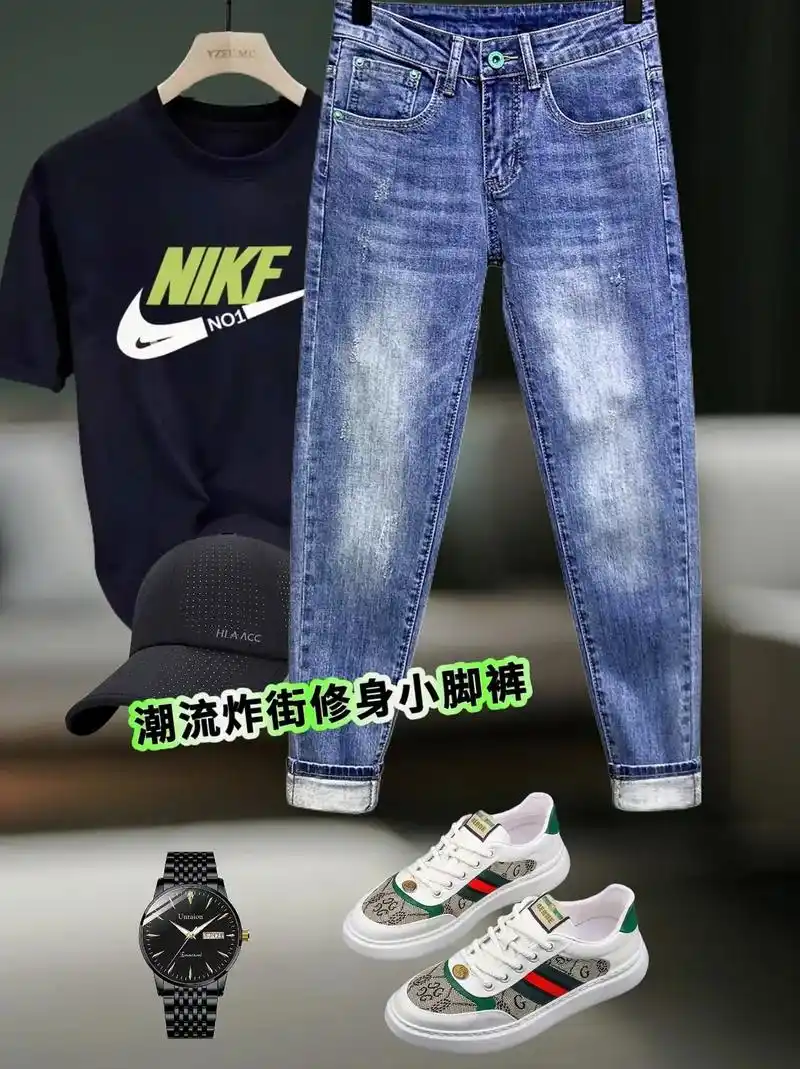 夏季新款 "2024夏日新风尚,高端蓝色牛仔裤
