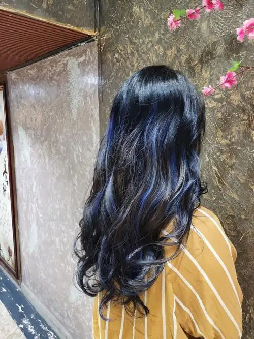 三个不同程度的蓝紫色挑染也太好看了叭⊙▽