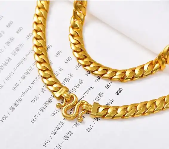 喜金珠宝 黄金项链男女款链古法足金999实心古巴链结实大气老板金项链