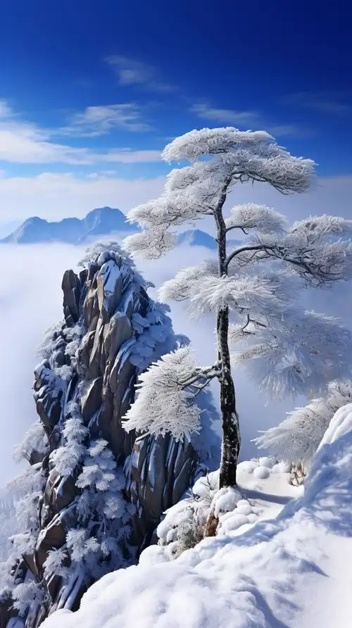 壁纸分享,雪中的迎客松,诠释着生命的真谛