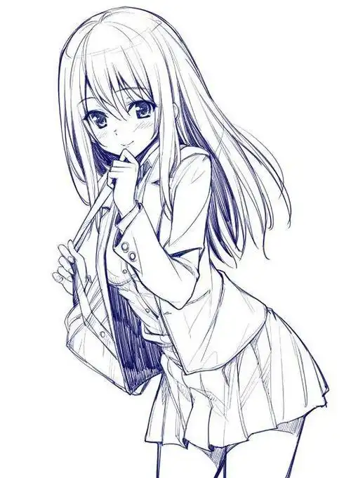 漫画少女线稿世界很复杂但你很可爱