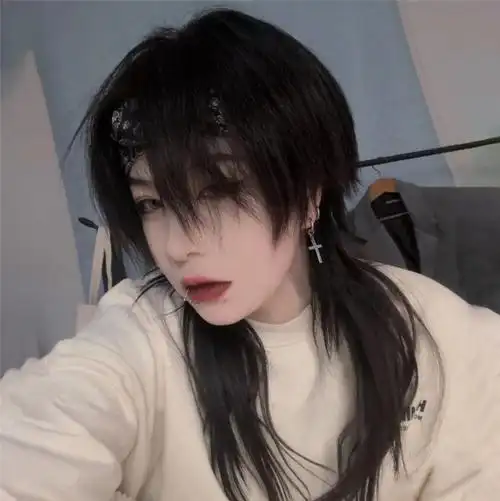 鲻鱼头假发女短发日系狼尾头自然蓬松帅气修脸男女通用cos全头套