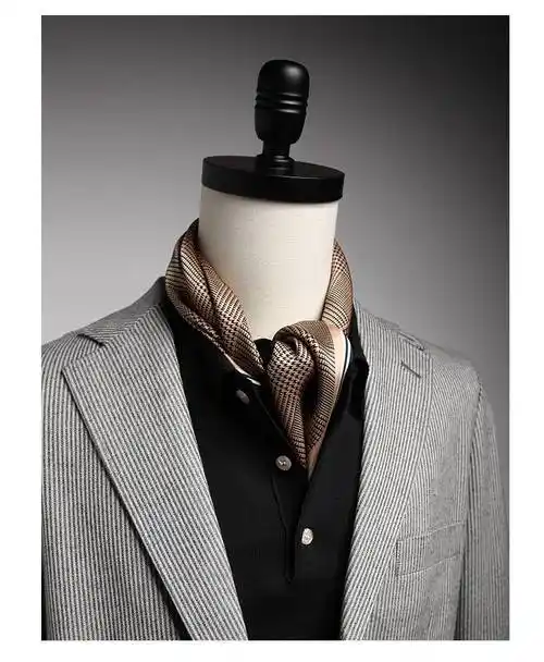 真丝男士方巾70复古商务领口巾搭西装衬衫高档围巾春秋桑蚕丝丝巾 小