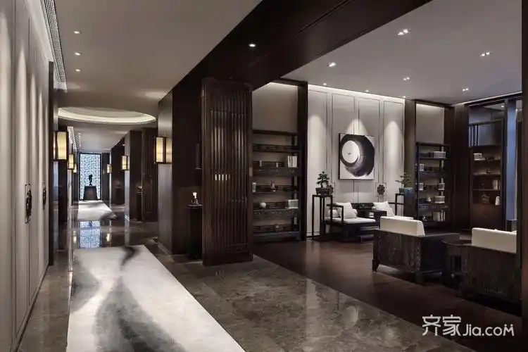 私人会所 禅意中式风格装修案例效果图-齐家装修网