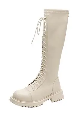 骄屿白色长筒靴女2022新款秋冬加绒瘦瘦靴长靴小个子高筒靴骑士靴