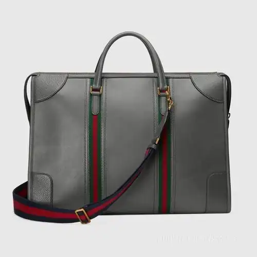 【gucci/古驰】饰双g加大号旅行包 灰色皮革 715773 aaa0o 1143-搜品