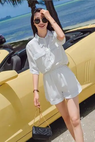 女夏装2019新款韩版很仙的法国小众时尚洋气减龄短裤两件套潮