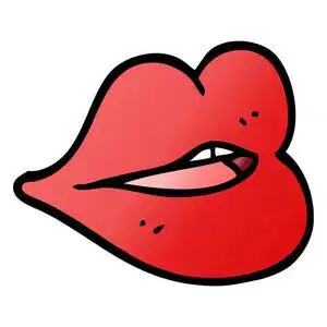 手绘红色嘴矢量梯度插图卡通红唇照片
