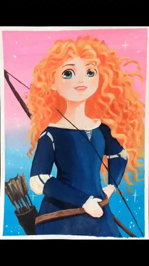 给爸爸改画的第十五天,卷发公主太好看了吧!