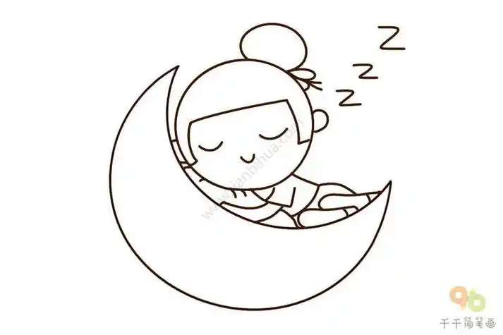睡觉的小女孩简笔画