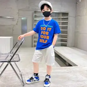 男童酷帅夏装套装2202新款夏季t恤短袖9岁男孩裤子潮帅气时髦炸街