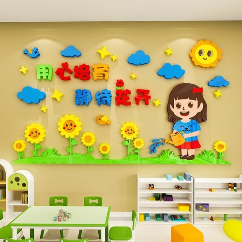 幼儿园环创主题墙装饰早教托管班卡通文化标语墙贴画教室环境布置