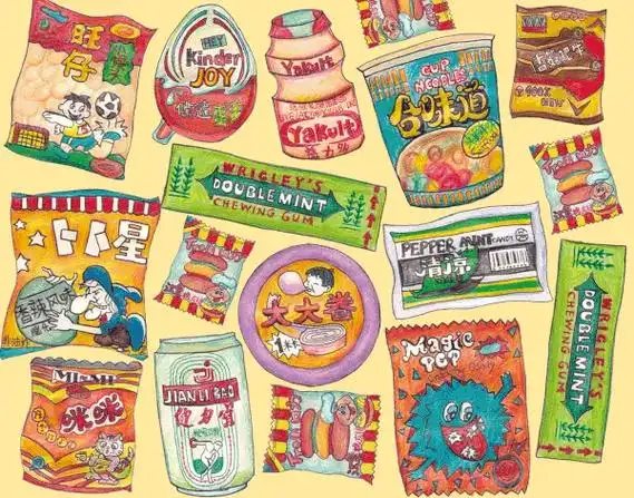 复古手绘 8090后小零食插画 彩铅画画.#彩铅画 #809 - 抖音