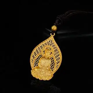 商品周六福 珠宝男款普贤菩萨足金黄金吊坠 古法黄金aa043861 金重约