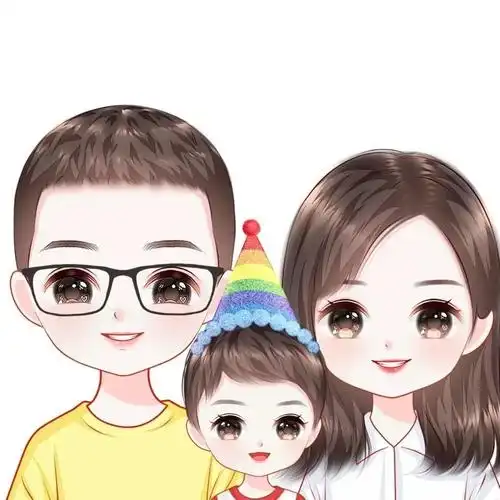 亲子头像,一家三口,幸福很简单,附送说说