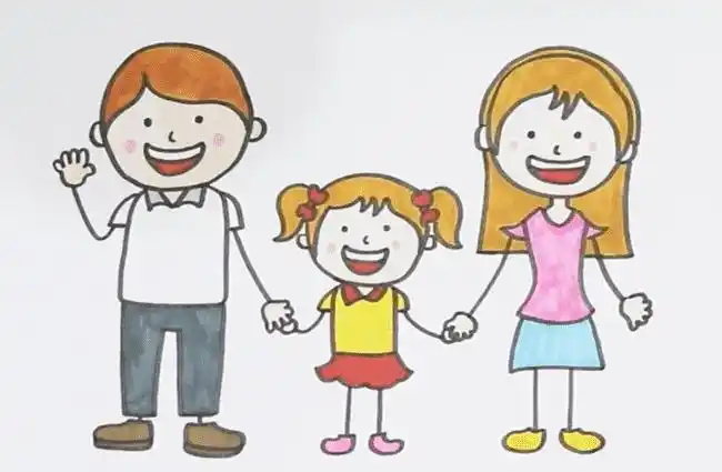 【全家福简笔画】三人全家福简笔画步骤