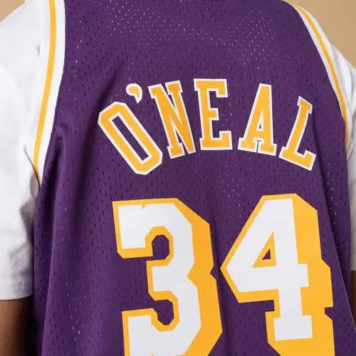 nbamn复古球衣sw洛杉矶湖人队199697奥尼尔紫色客场篮球服