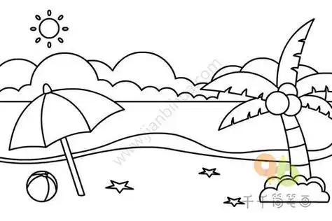 沙滩简笔画沙滩简笔画儿童简笔画