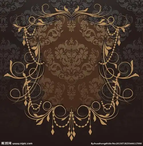 暗金黄花纹矢量图图片