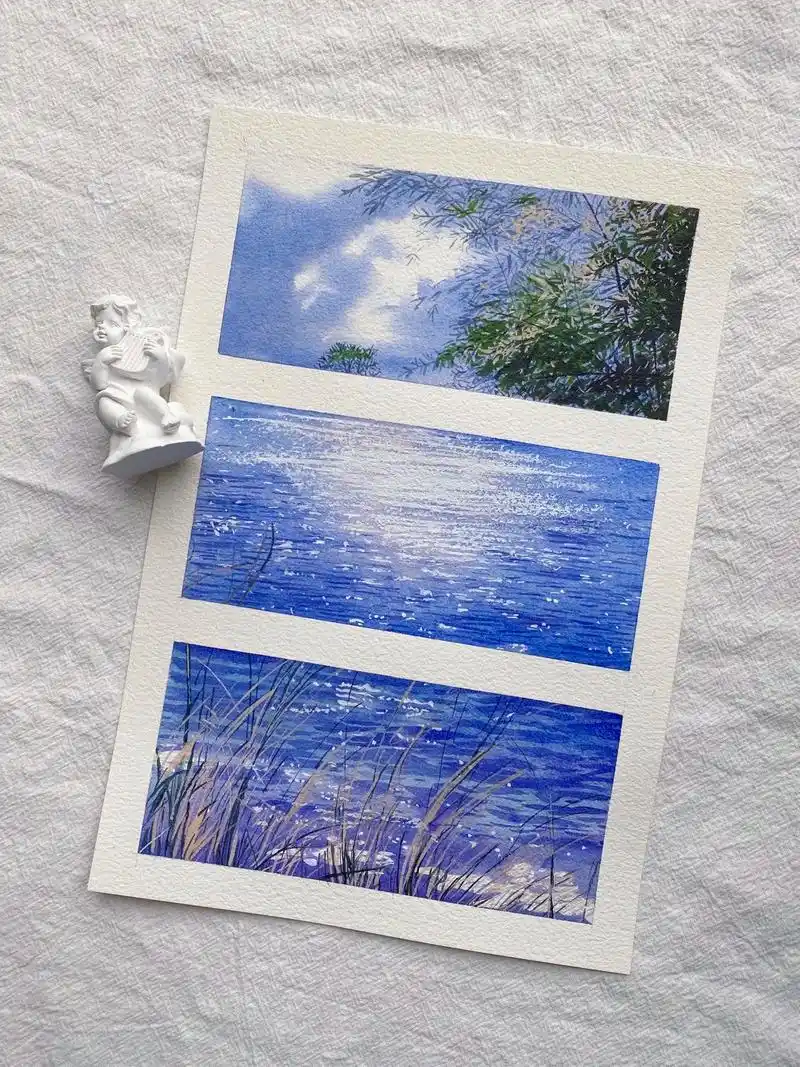 下班日常|水彩风景画教程.温柔的晚风,傍晚的晚霞 #零基础学 - 抖音