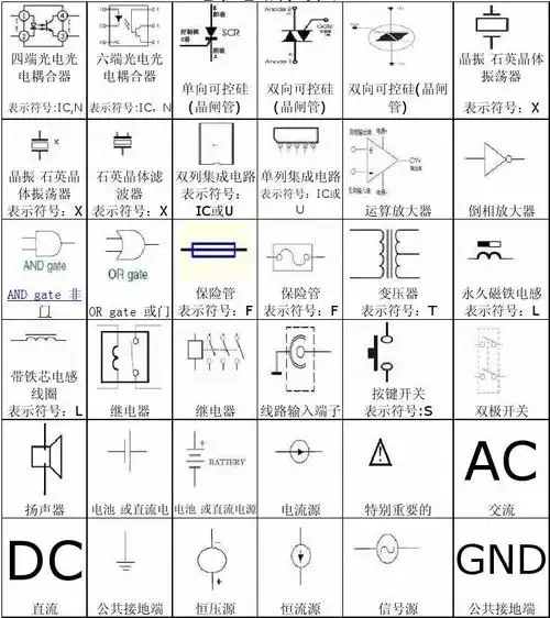 表示符号:s 双极开关 ac 扬声器 电池 或直流电 电池 或直流电源 电流