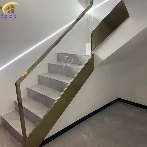 网红楼梯无框不锈钢包边玻璃扶手侧装铝合金卡槽预埋件铝槽玻璃槽