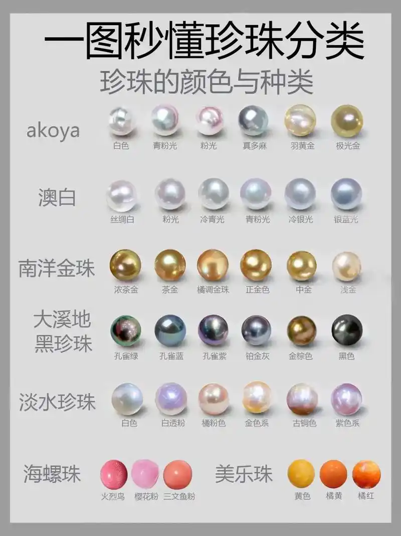 深度了解珍珠的价值点.三张图让你了解珍珠:种类,颜色,大小, - 抖音