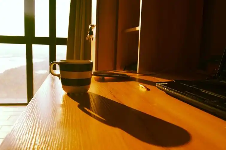 阳光透过窗户洒在我的杯子上.阳光,到我杯里来.