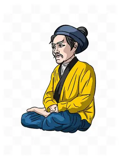 盘坐的道士道长道教卡通道长人物矢量