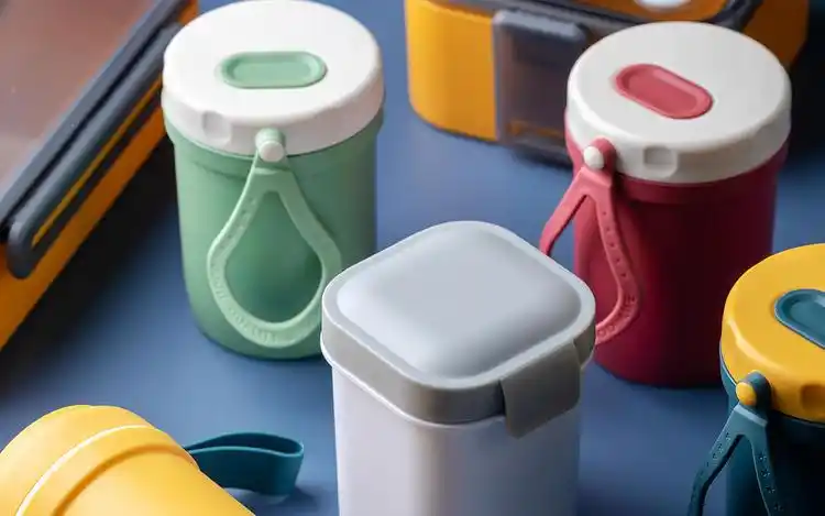 电商产品拍摄 塑料便携便当盒汤杯设计图片