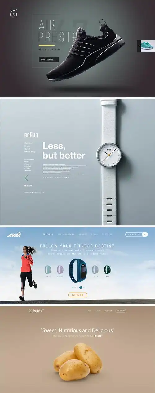 一组产品网页的banner展示,布局和配色排版设计都很简洁大气.