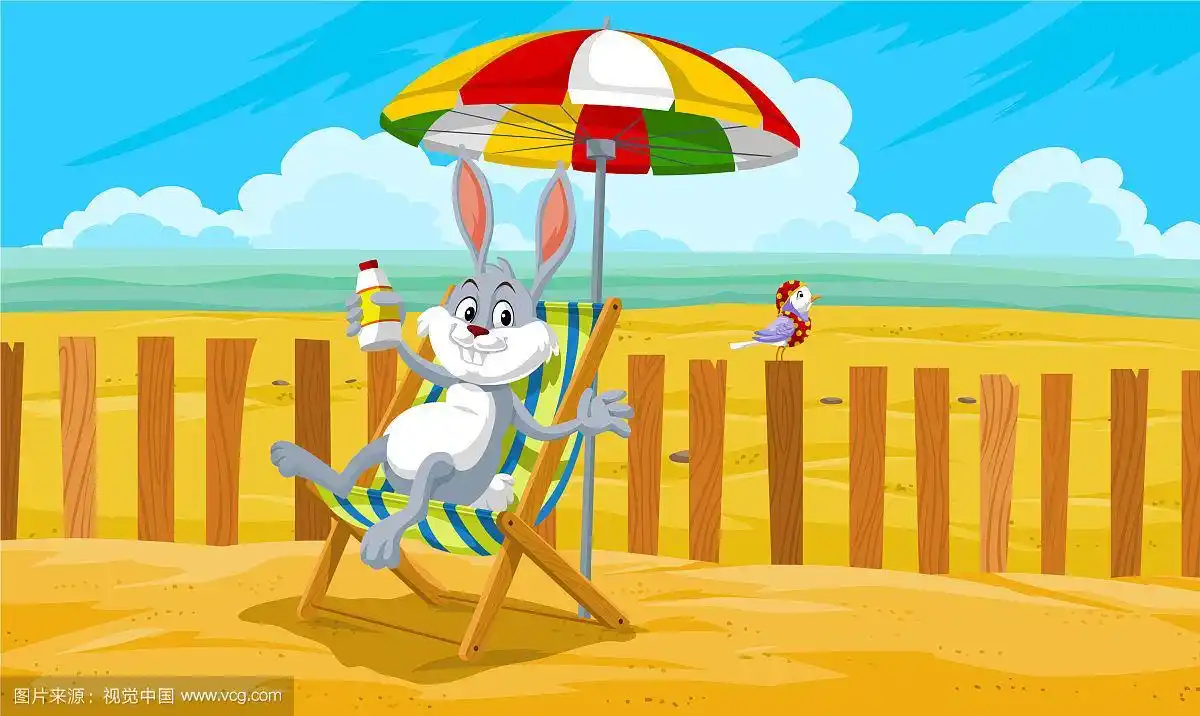 海滩上的兔子