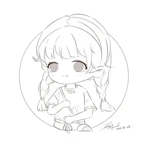 阿肯绘打卡第1天q版女生头像线稿