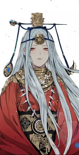 红衣白发小姐姐