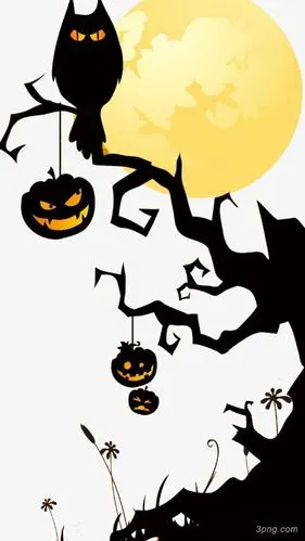 万圣节南瓜树png素材透明免抠图片-节日元素