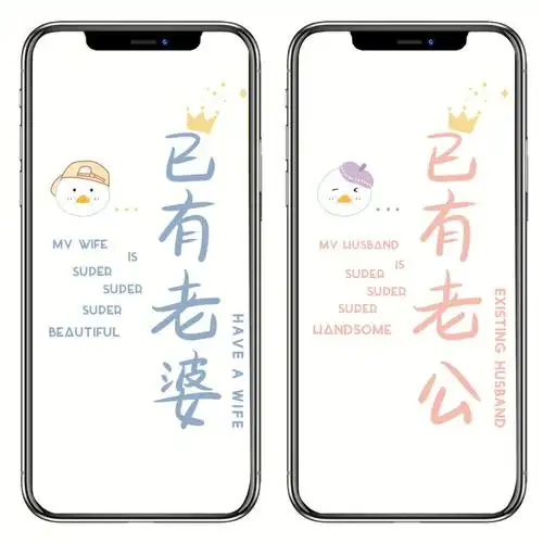 1342已有老公已有老婆情侣闺蜜壁纸插画