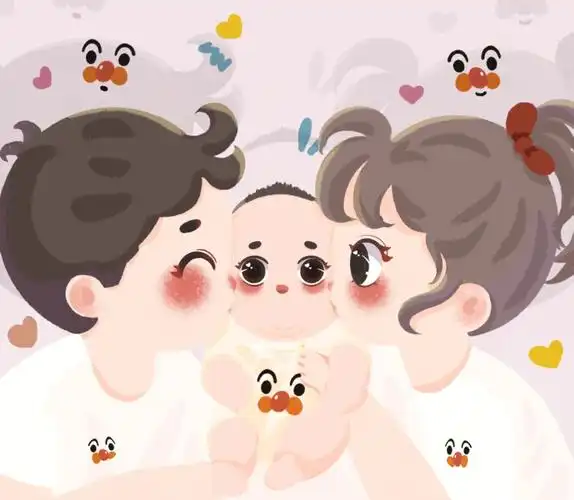 卡通头像一家三口