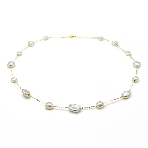 满天星 18k金6-9mm巴洛克珍珠项链/锁骨链