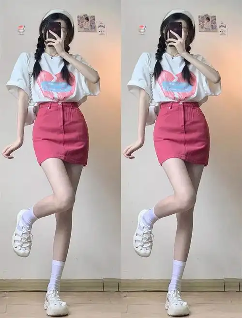 如韵梦少女装初中生高中生女生学生夏季新款港风复古甜盐系小个子穿搭