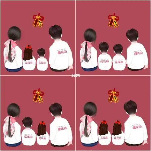 亲子头像一家四口全家福朋友圈背景图壁纸