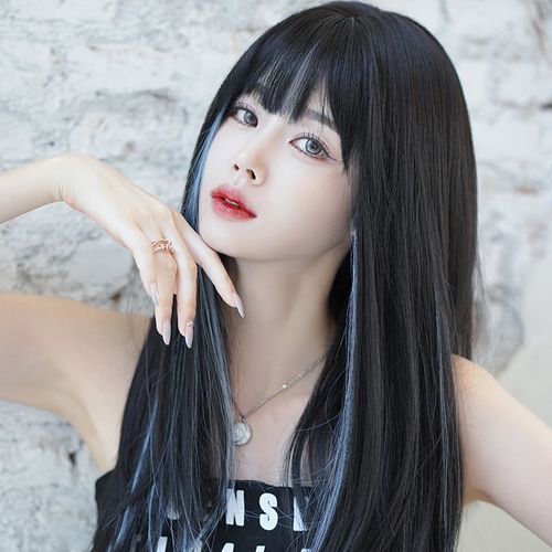假发女长直发挑染渐变整顶长发女网红同款全头套式假发女厂家