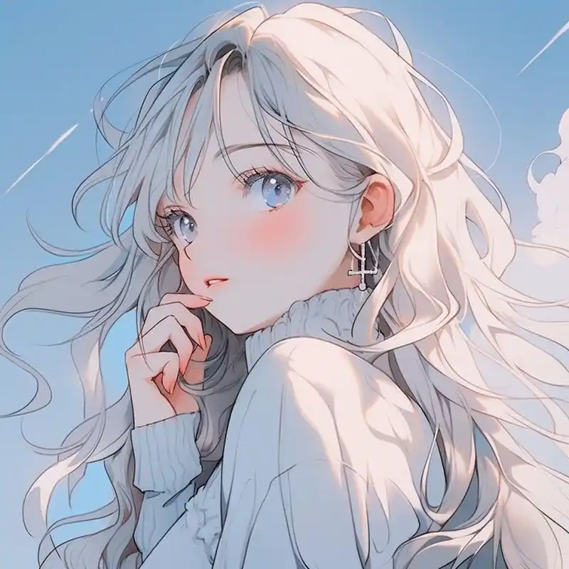 女生头像|银色系ins高级感小众可爱卡通 银色系女孩头像02